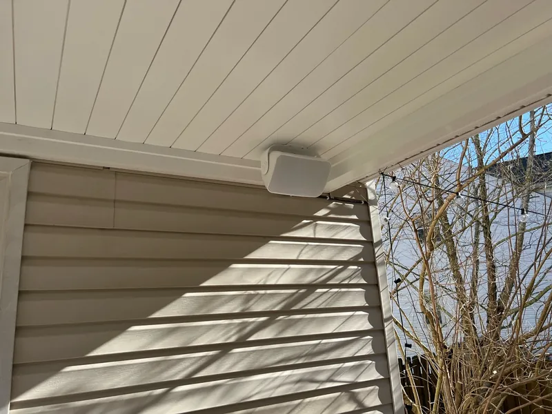 Sonos outdoor speaker installed at a residential property.